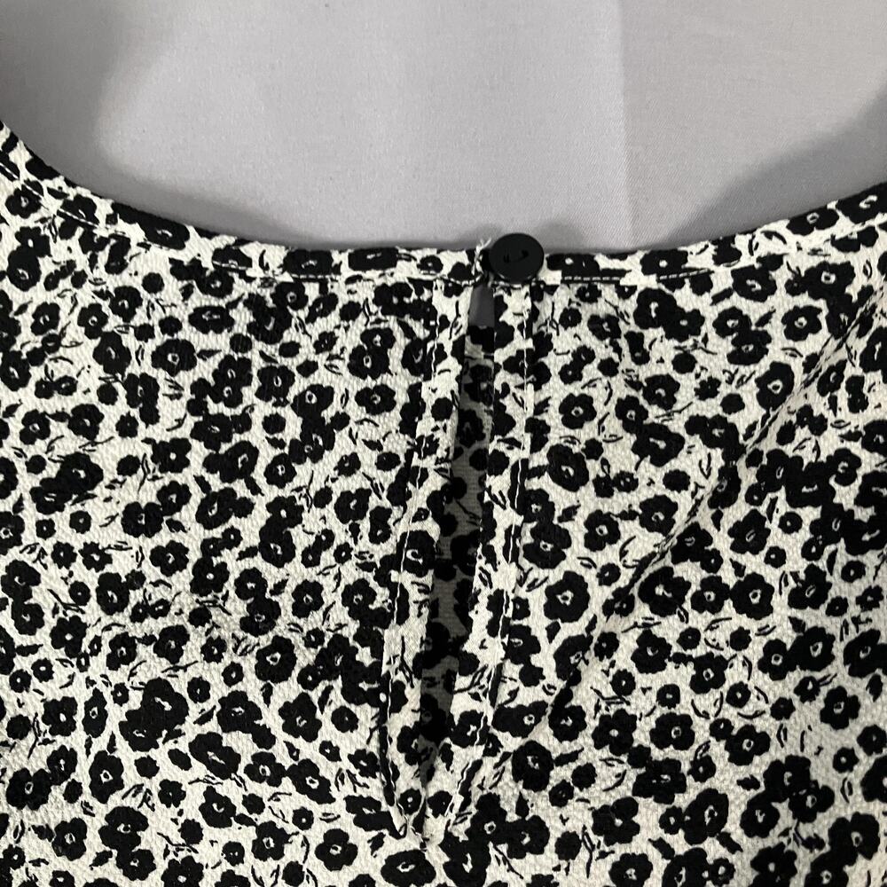 Adrianna Papell Shirt Womens Large Black White‎ Floral Print Short Sleeve Blouse - Picture 11 of 13
